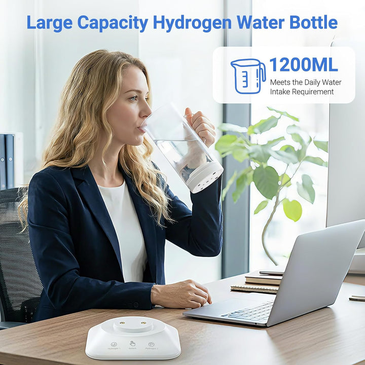 1.2L Wasserstoff Wasserflasche, Wasserstoff-Ionisator mit 1200ppb & 2800ppb, Wasserstoff Generator i