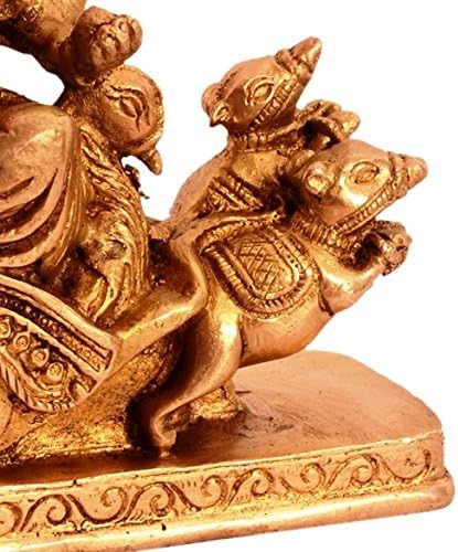 Purpledip Rare Collection Brass Statue Ganapathi Ganesha On Chariot Drawn by Mouse (11088)