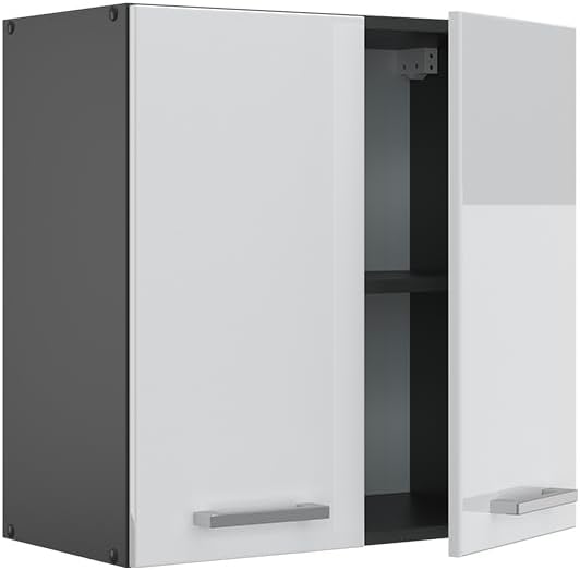 Vicco Hängeschrank R-Line, Weiss Hochglanz/Anthrazit, 60 cm Weiss Hochglanz Hängeschrank 60cm, Weiss