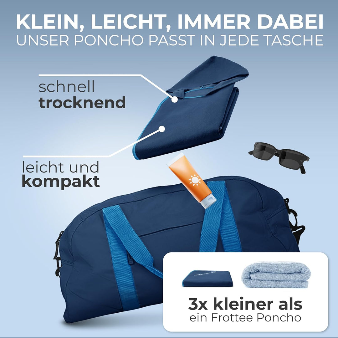 NirvanaShape Handtuch-Poncho für Erwachsene, Umziehhilfe & Handtuch zugleich, Surf-Poncho mit Quick-