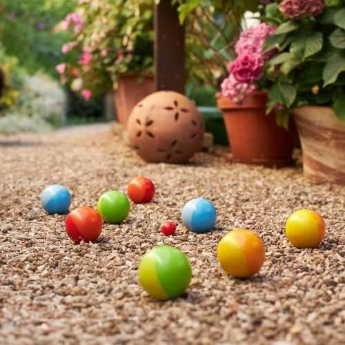 goki 56658 - Boule inklusive Baumwollbeutel - Outdoor-Familienspiel mit 9 Kugeln aus Holz; ideal für