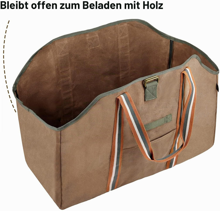 BONTHEE kaminholztasche Kaminholz Holzkorb Tragetasche Brennholztasche Kaminholzträger gewachstes Se