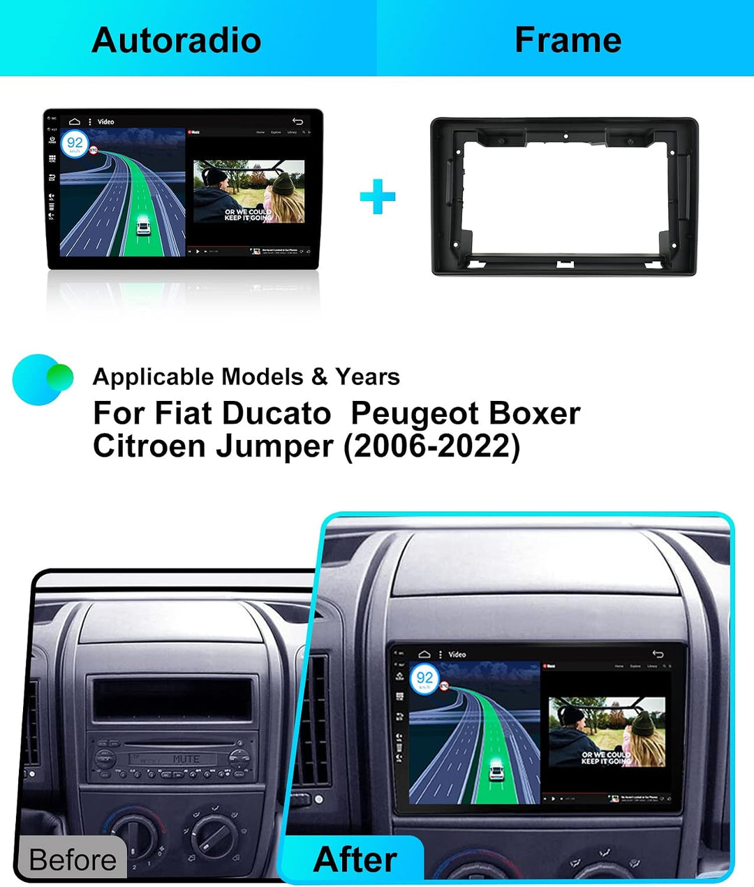 JOYX - 6G+128G - Android 12 IPS Autoradio Passt für FIAT Ducato/Citroen Jumper/Peugeot Boxer - Kabel