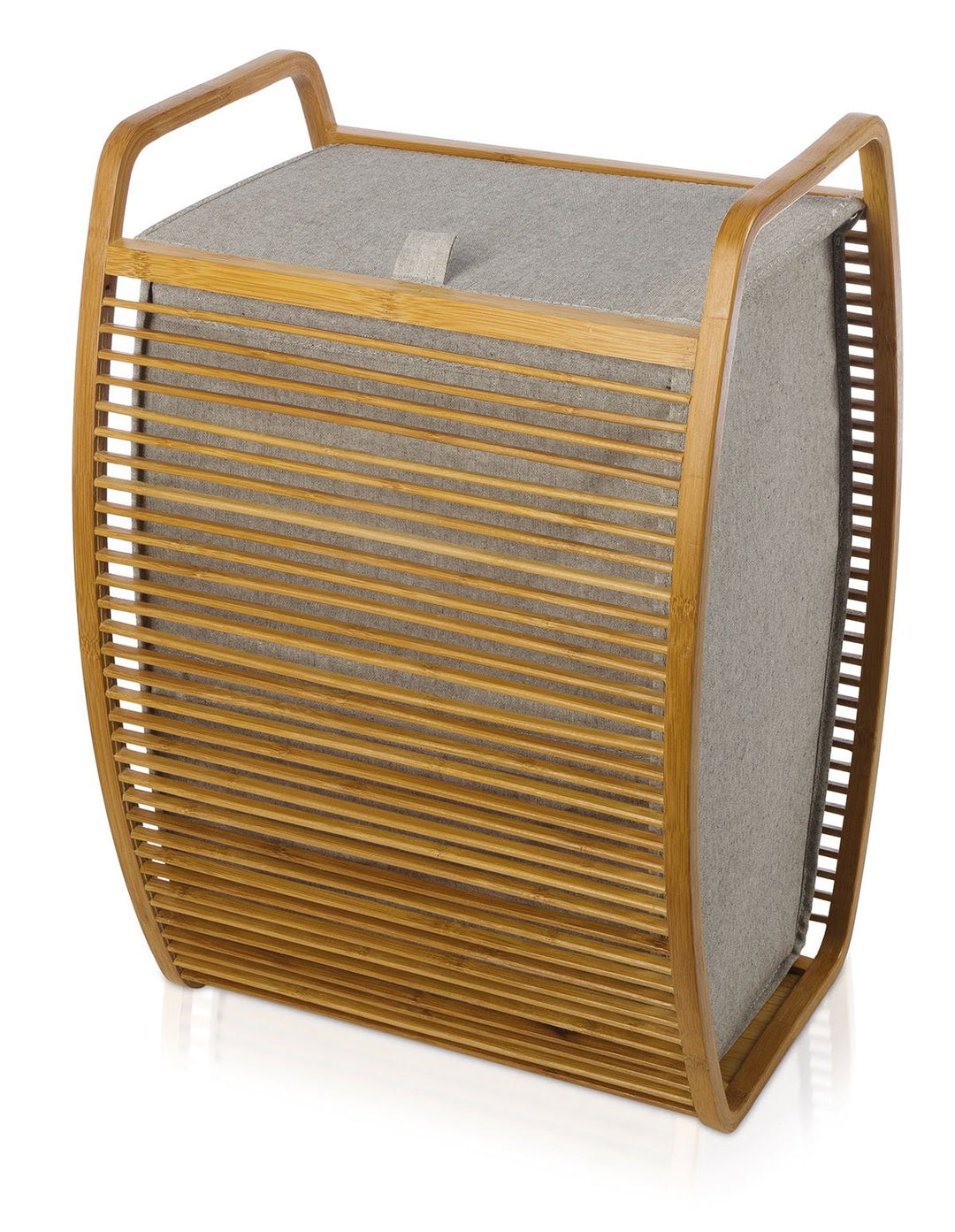Möve 40905 Bamboo Wäschekorb 40 x 35,5 x 60 cm aus Bambus mit Canvas, Grey Braun, Braun