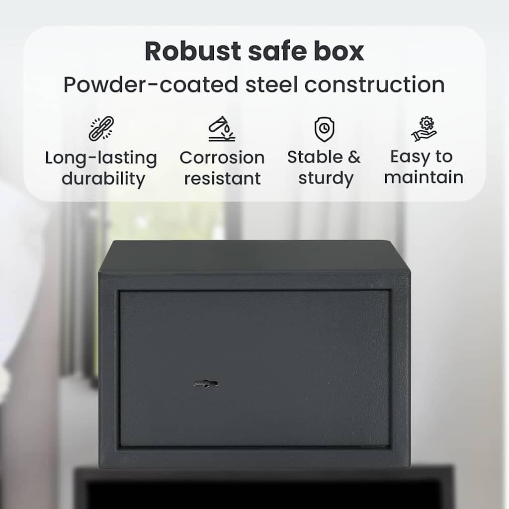 vidaXL Safe Box mit Schloss Dunkelgrau 31 x 20 x 20 cm Stahl, Heimarbeitsplatz Safe, robuster Sicher