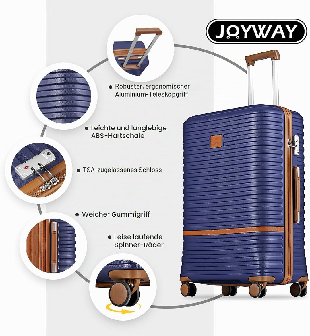 Joyway Koffer Reisekoffer von ABS Hartschalen Erweiterbar Trolley Kofferset mit TSA Schloss und 4 Ro