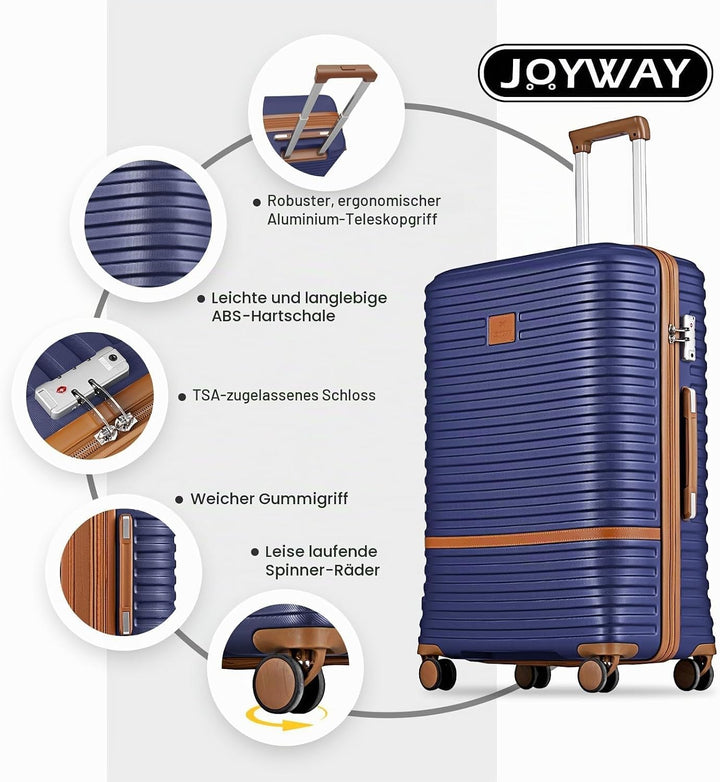 Joyway Koffer Reisekoffer von ABS Hartschalen Erweiterbar Trolley Kofferset mit TSA Schloss und 4 Ro