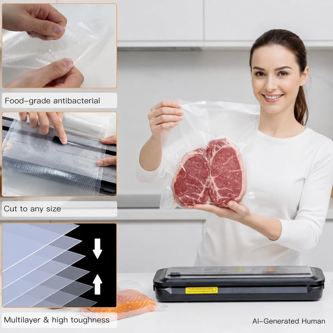 MEGAWISE Vakuumbeutel 11×14 Zoll 100 Stück, BPA-frei, Lebensmittelecht, Strukturierte Oberfläche, Wi