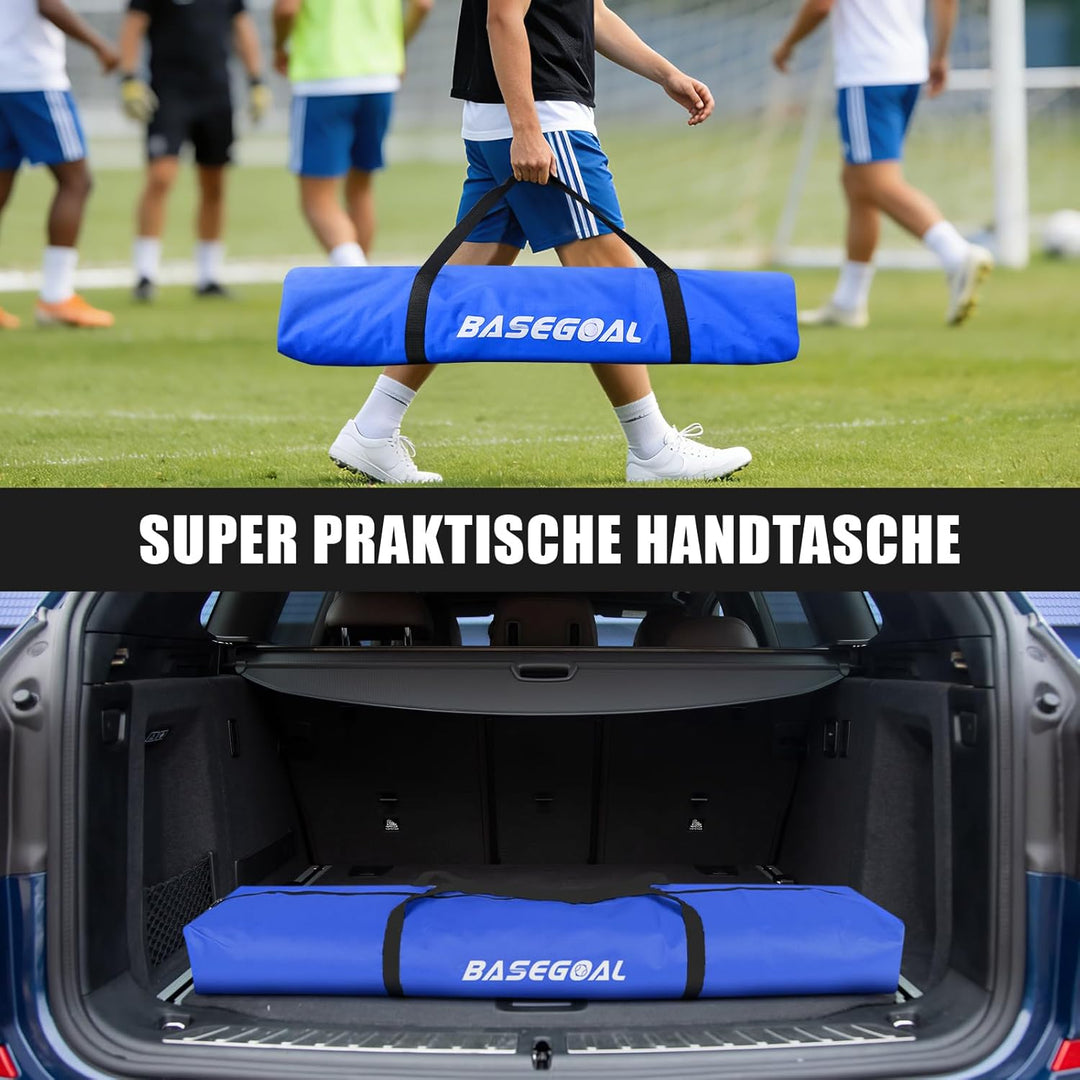 Fussballtor Outdoor [180cm/240cm/365cm], Faltbares Fussballtor Garten & Training mit Koordinationsle