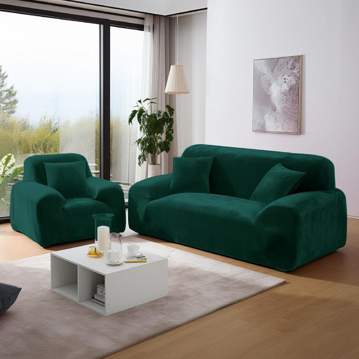 Dicke Samt Sofa Überwürfe Sofabezug mit einem Kissenbezug, Superweicher Elastische Sofa Abdeckung in
