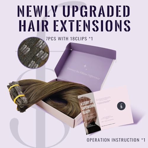 Fshine Haarverlängerung Clip in Extensions Echthaar Braun 120 Gramm 40cm Brazilian Haar Glatt Haarex