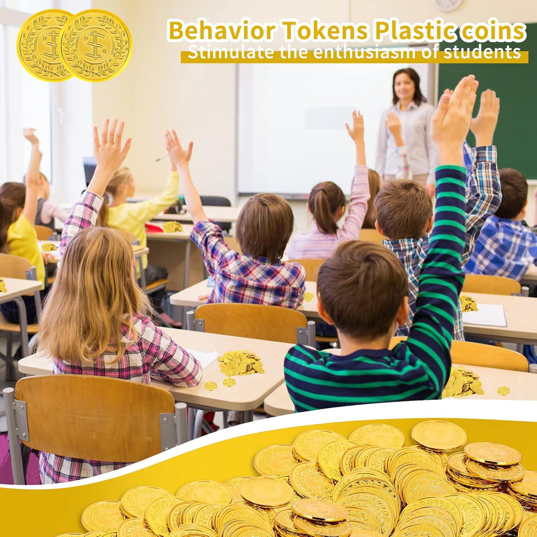 Prasacco 300 Stück Goldmünzen, Kunststoff Goldmünzen, Spielmünzen für Kinder - Spielgeld, Mitgebsel,