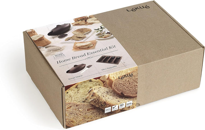 Lékué-Brotbackset, Silikon, braun, 30 x 25 x 15 cm (3000085SURM017) Set Brotbackschale + Löffel + Ba