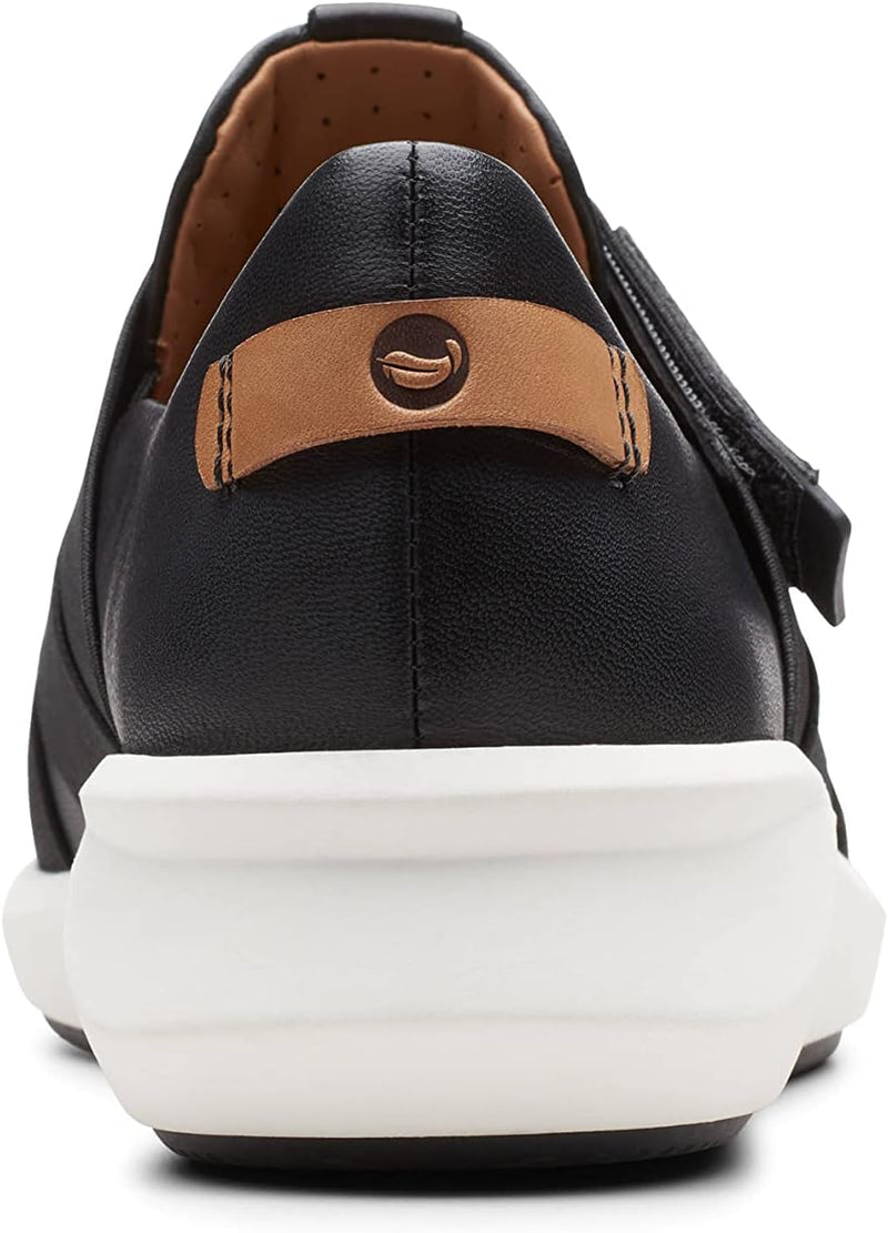 Clarks Damen Un Rio Strap Sneaker 35.5 EU Schwarzes Leder, 35.5 EU Schwarzes Leder