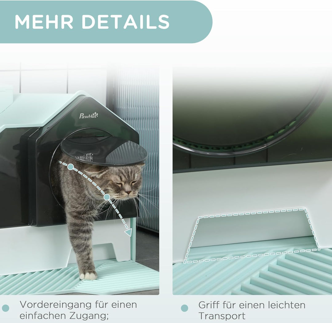 PawHut Katzentoilette Katzenklo mit Bodenwanne, Schaufel, Filter, Toilette mit Haube für Katzen bis