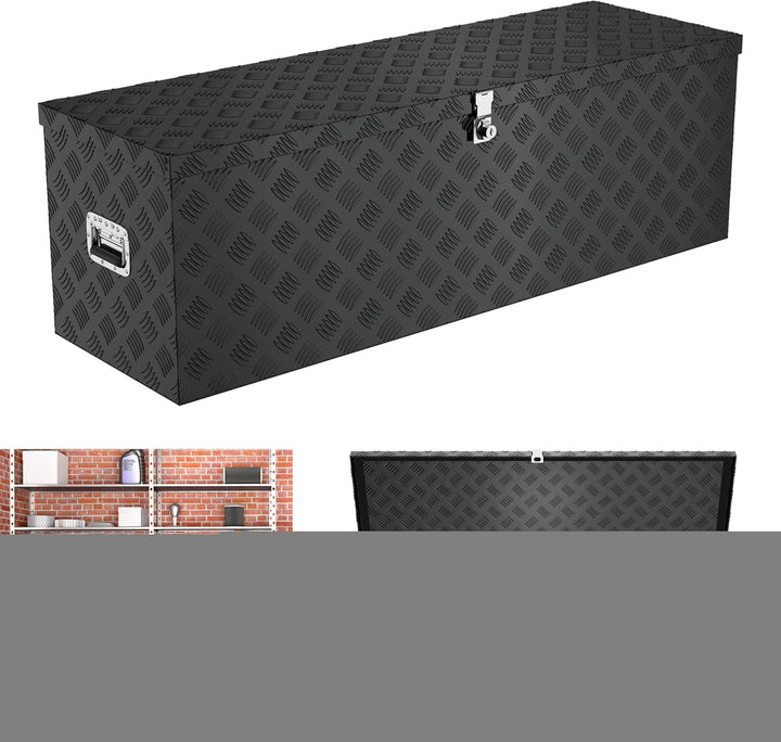 XMTECH 38L Aluminium Transportbox Aufbewahrungsbox Aluminiumkoffer Aluminiumbox Truckbox, Schwarz La