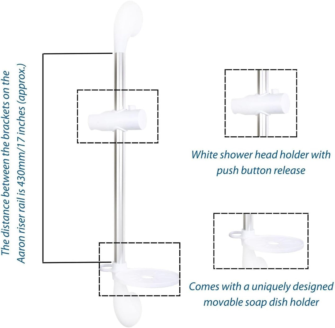 Triton Showers TSKJOSHWC Joshua Riser-Schiene, Wandhalterung, 62,2 cm Höhe, Weiss/Chrom Weiss / Chro