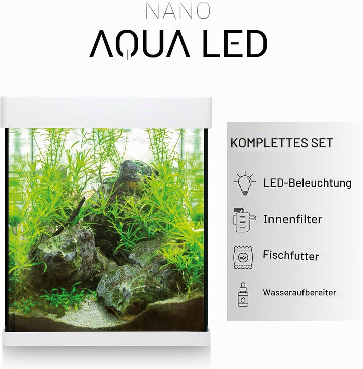 ICA KNA20 Nano AquaLED Crystal 20 Nano Aquarium, 20 Liter weiss 20 LITROS, weiss 20 LITROS