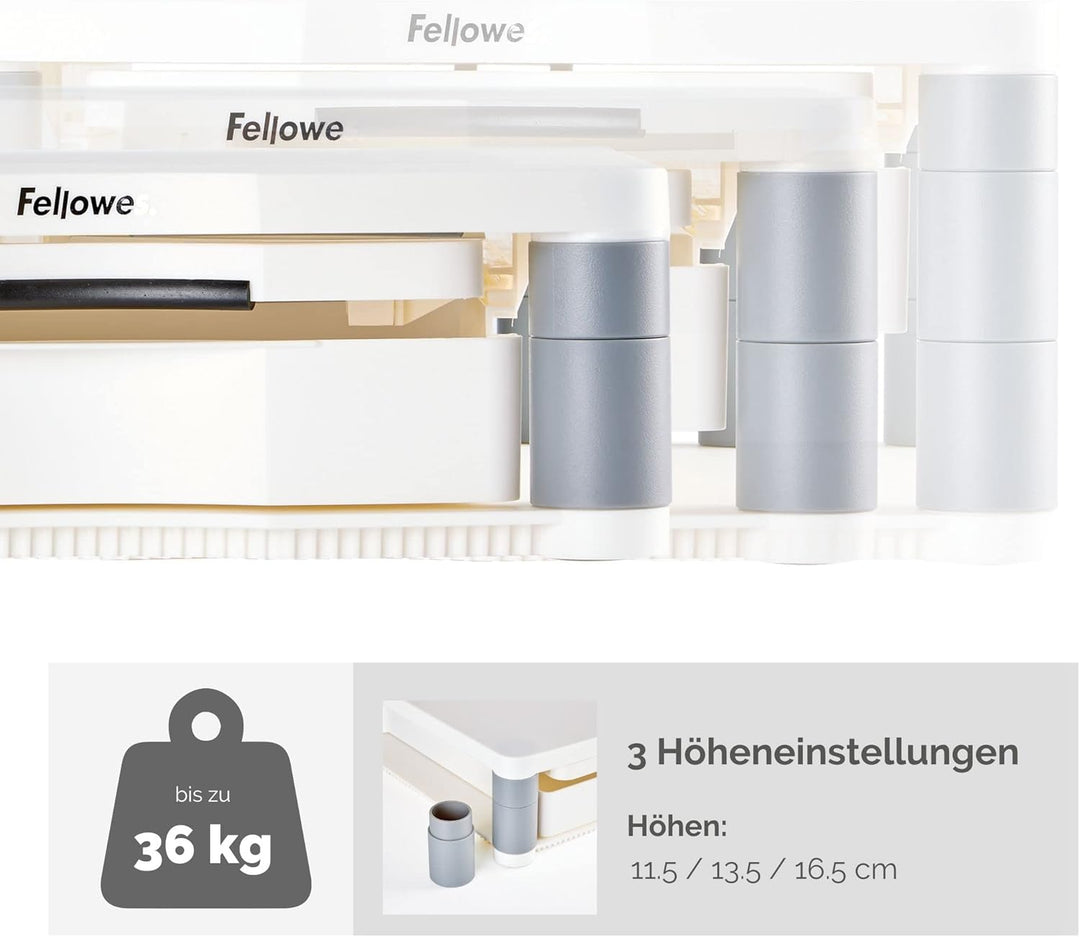 Fellowes Monitorständer Premium Plus, höhenverstellbar in 5 Stufen, ergonomisch, sehr stabil für Mon