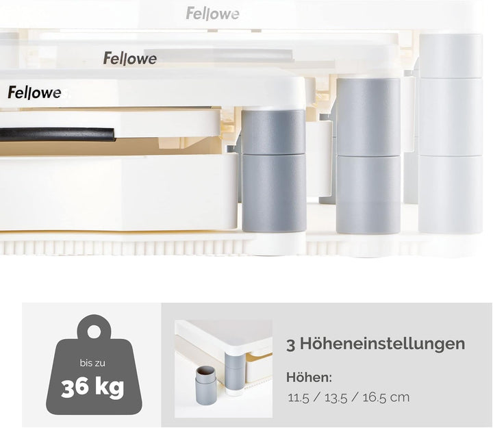 Fellowes Monitorständer Premium Plus, höhenverstellbar in 5 Stufen, ergonomisch, sehr stabil für Mon