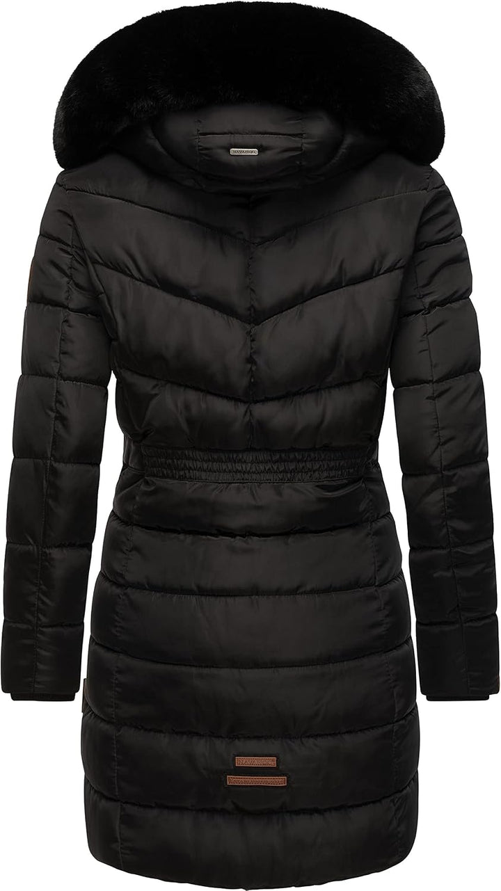 Navahoo Damen Winter-Steppmantel Paula mit abnehmbarer Kunstfellkapuze | Länge: oberschenkellang | W