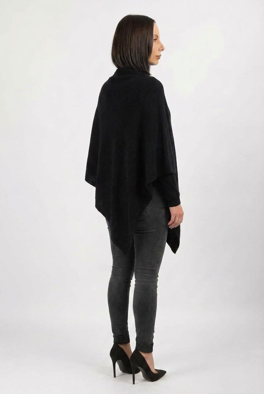 Dalle Piane Cashmere - Poncho aus 100% Kaschmir - Made in Italy - für Frau Einheitsgrösse Schwarz, E