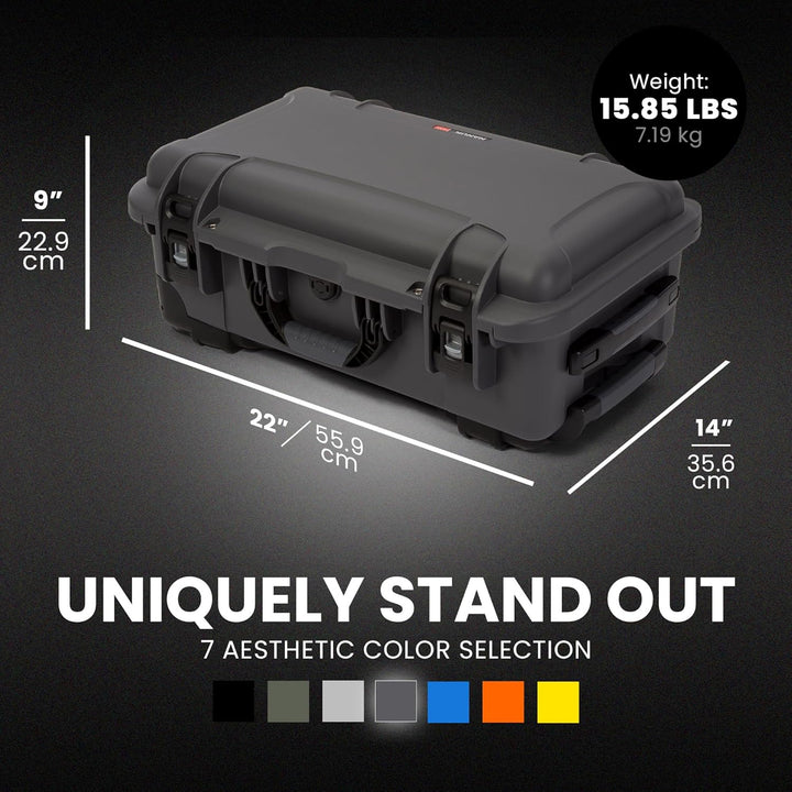 Nanuk 935 Hartschalenkoffer mit Rädern, wasserdicht Graphit Würfelförmiger Schaumstoff mit Deckel-Or