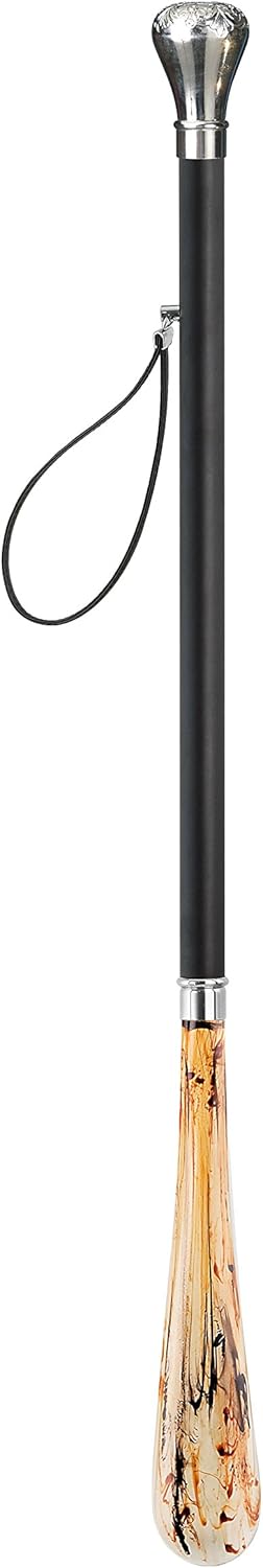 DELFA Design Gravur/Laserung Schuhanzieher Schuhlöffel - 70 cm mit silbernem Knauf als Griff - schwa
