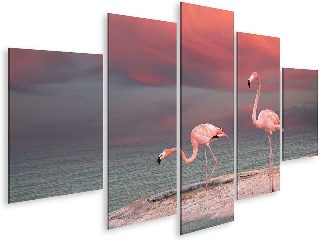 islandburner Bild auf Leinwand Rosa Flamingo Florida Am Strand Bilder Wandbilder Poster Leinwand 170