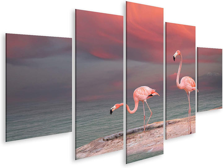 islandburner Bild auf Leinwand Rosa Flamingo Florida Am Strand Bilder Wandbilder Poster Leinwand 170