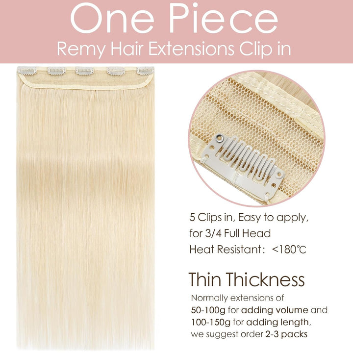 Silk-co Clip in Extensions Echthaar 1Pc 5Clips, Clip in Echthaar Hair Extensions Remy Clip in Haarve