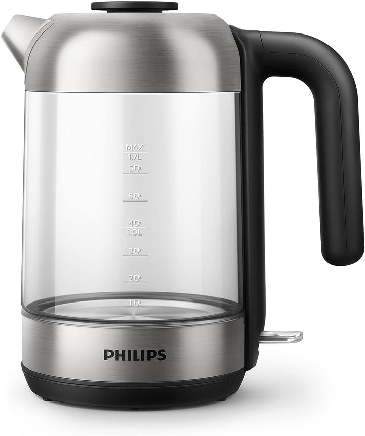 Philips HD9339/80 Glas Wasserkocher, 1,7 Liter (LED-Beleuchtung, Trockenlaufschutz, herausnehmbarer