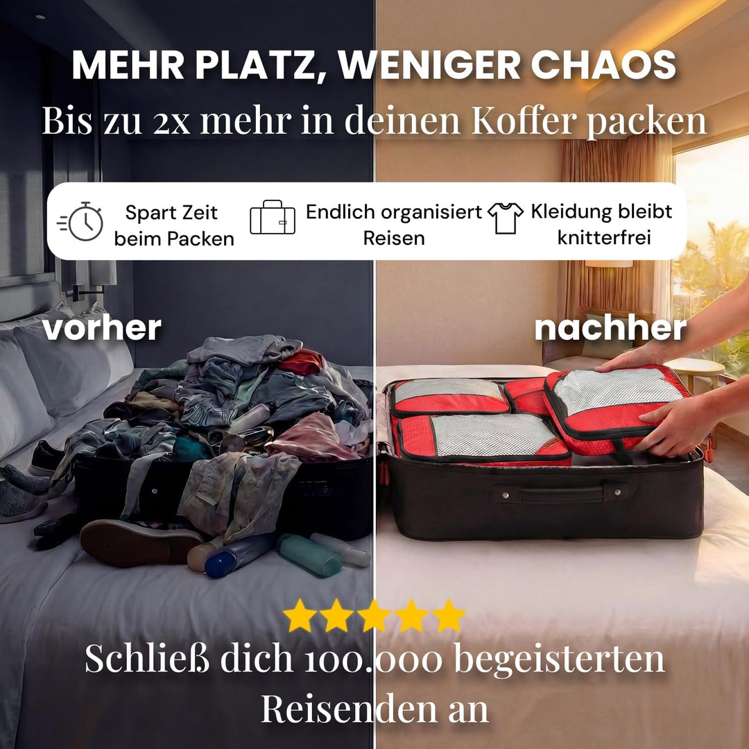 Compression Packing Cubes Set für mehr Platz im Koffer & Backpack - Packwürfel Packing Cubes Compres