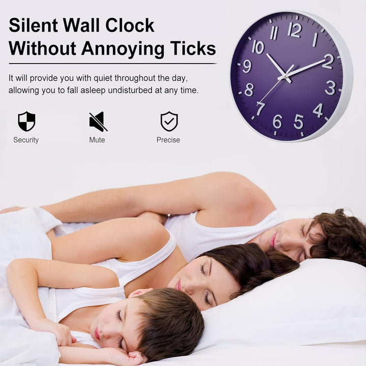 HZDHCLH 30cm Lautlos Wanduhr Schleichende Sekunde mit Arabisch Ziffer ohne Ticken für Dekoration Woh