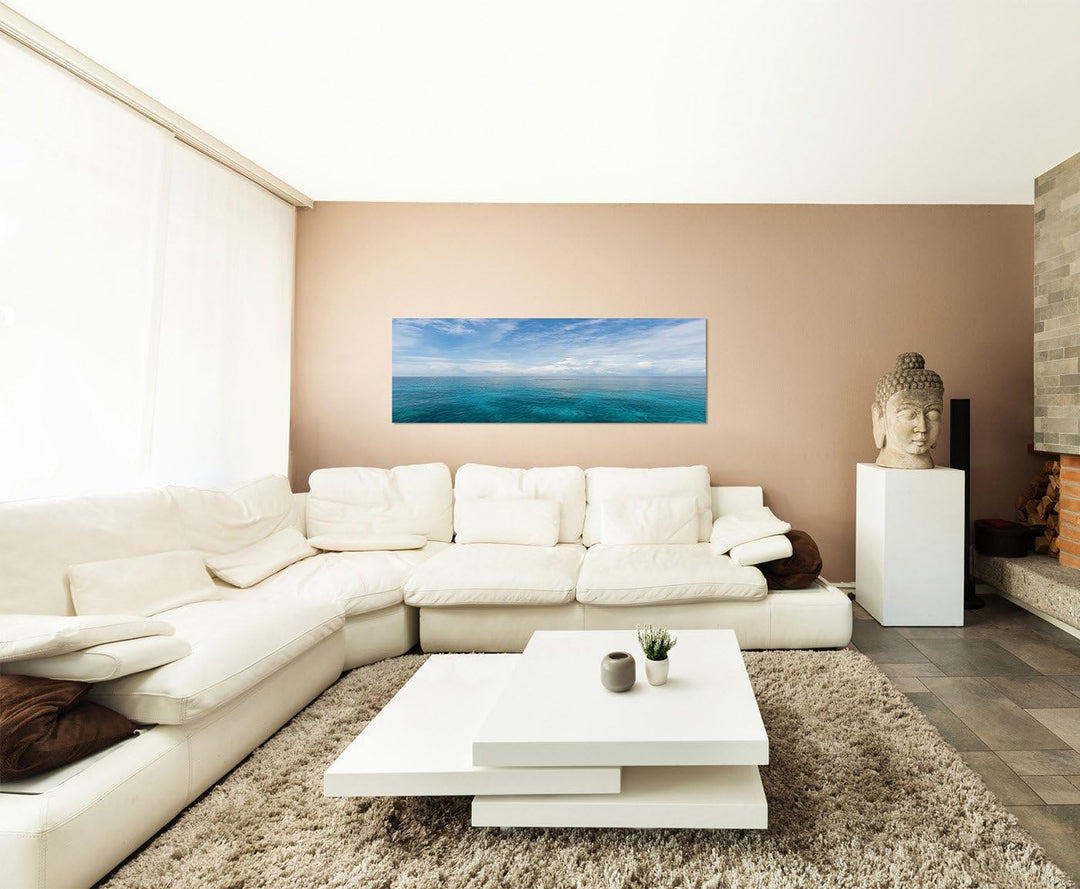 Paul Sinus Art Panoramabild auf Leinwand und Keilrahmen 150x50cm Meer Ozean Wolken Himmel