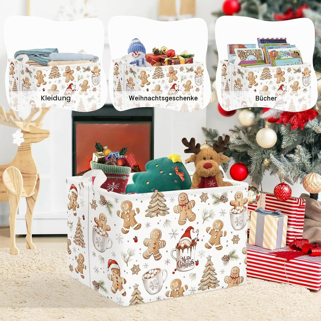Clastyle Weihnachts Lebkuchenmann Kinder Wäschekorb mit Henkel Schneeflocke Kleidung Spielzeug Aufbe