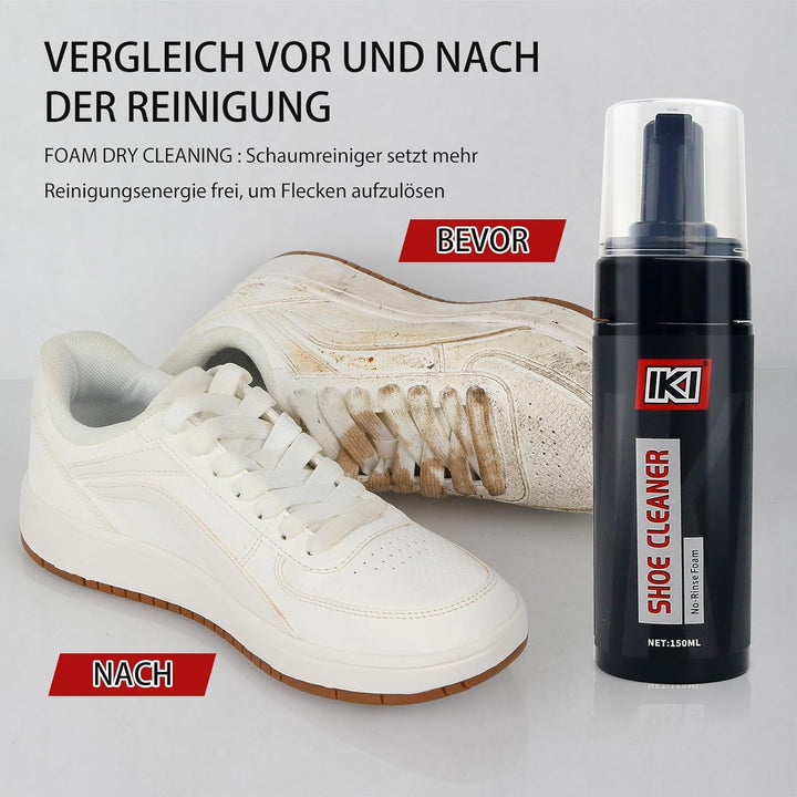 IKI Sneaker Reiniger Set – Schuhputzsets mit Sneaker Cleaner Bürste und Handtuch – Foam Schuhreinige
