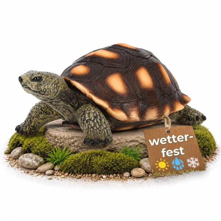 Gartenfigur Schildkröte Gross – Gartendeko aus Polyresin für Garten, Terasse und Balkon – frostbestä