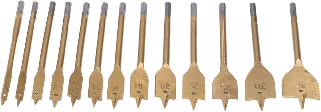 Flachbohrer-Set für Holzbearbeitung, Hartstahl, 6,35 mm (1/4 Zoll), Sechskantschaft, Spatenbohrer, L