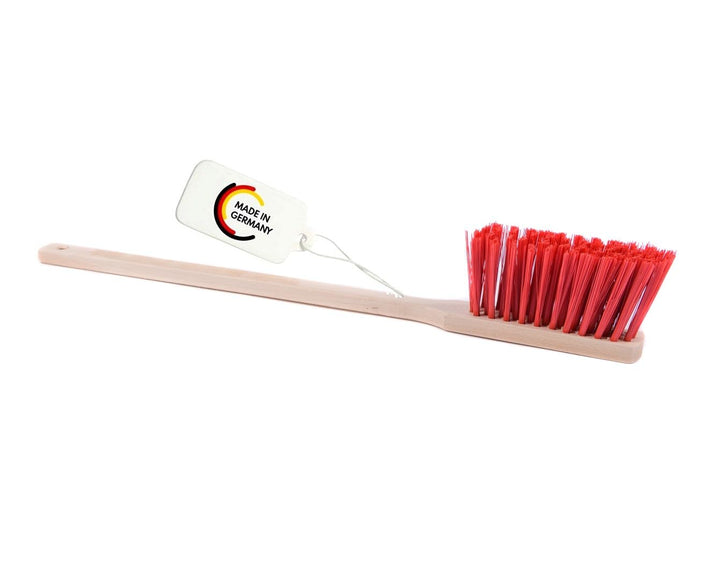 BawiTec Qualitäts Langstiel Handfeger,1 Stück,Länge 60cm,robuste rote Elaston-Kunststoff-Borsten,Hol
