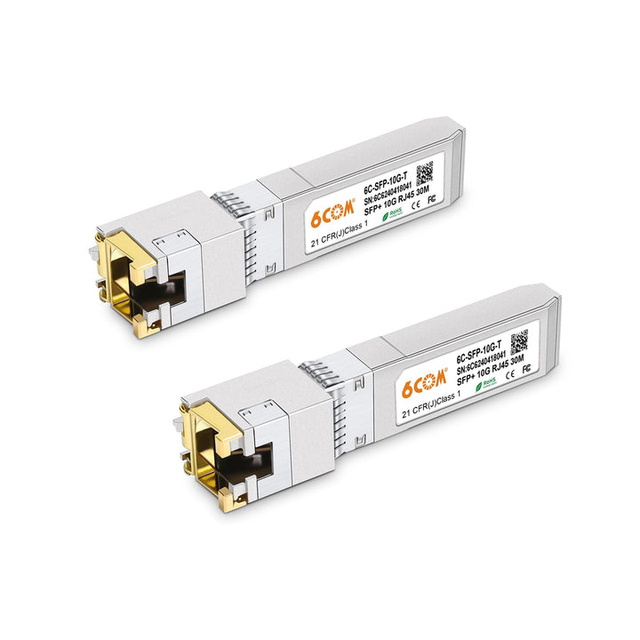 2-Stück 10G SFP+ RJ45 Kupfermodul, 10GBase-T SFP+ zu RJ45 Transceiver, CAT6A/CAT7, 30m, Hot-Swappabl