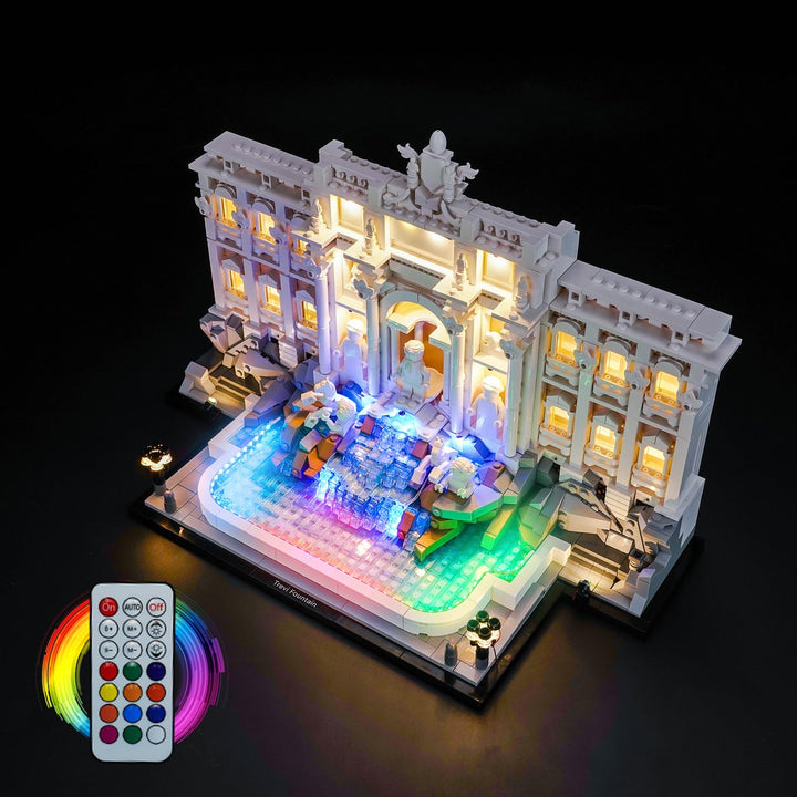 LocoLee Licht Set Kompatibel mit Lego 21062 Trevi Fountain RGB, Nur Lichter Set, Licht Beleuchtung S