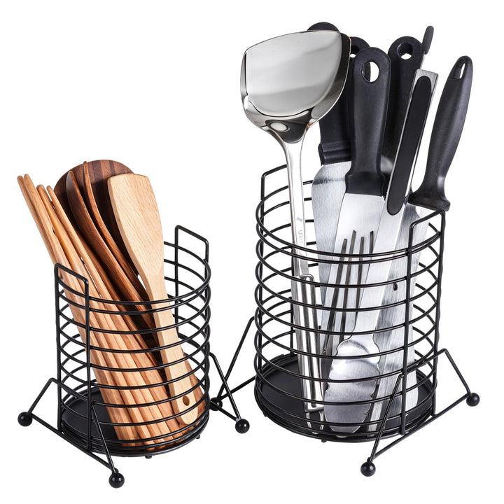 PAVSTINE Küchenutensilienhalter Besteckkorb, 2 Pcs Besteckhalter, Schwarz Utensilienhalter Küche, Kü