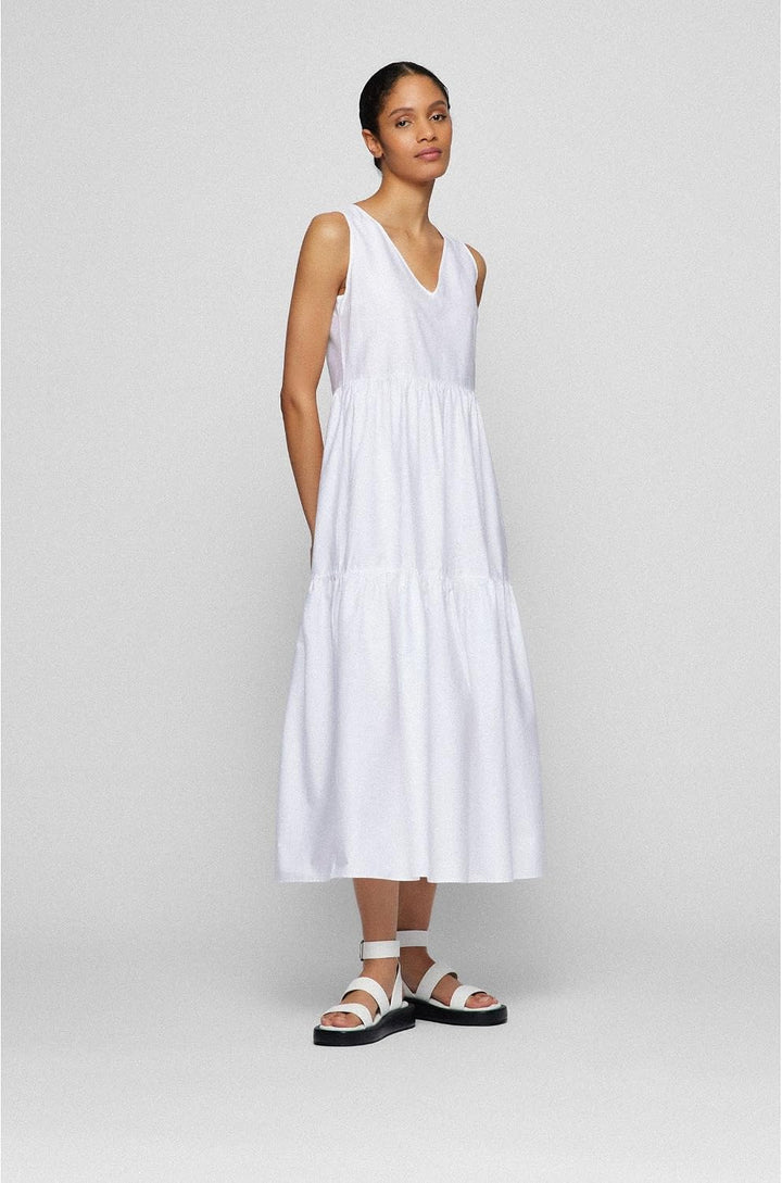 BOSS Damen Kleid C_Ditesta 38 White100, 38 White100