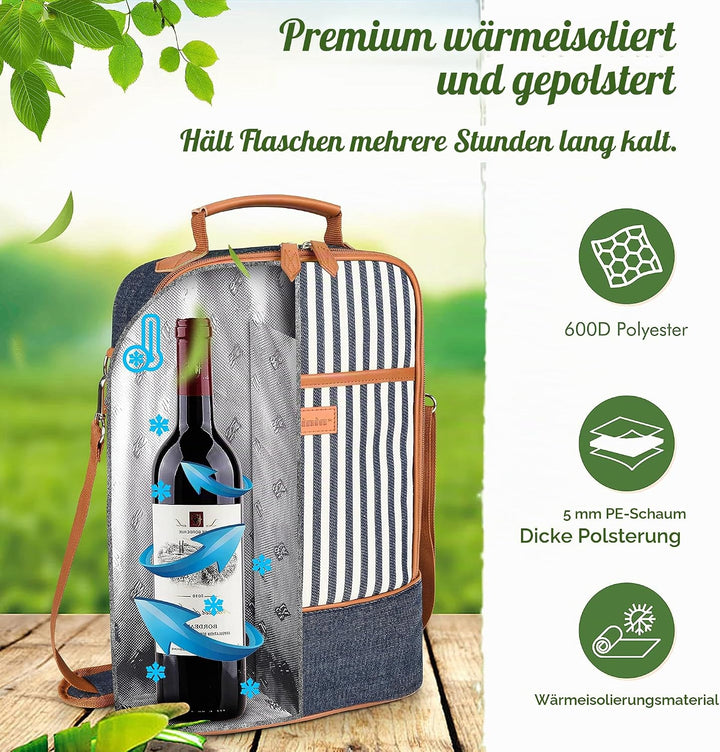 Kato Tirrinia 2 Flaschen Eisbeutel Isolierte Weintasche Tragbare Weintasche mit Tragegurt für Glas W