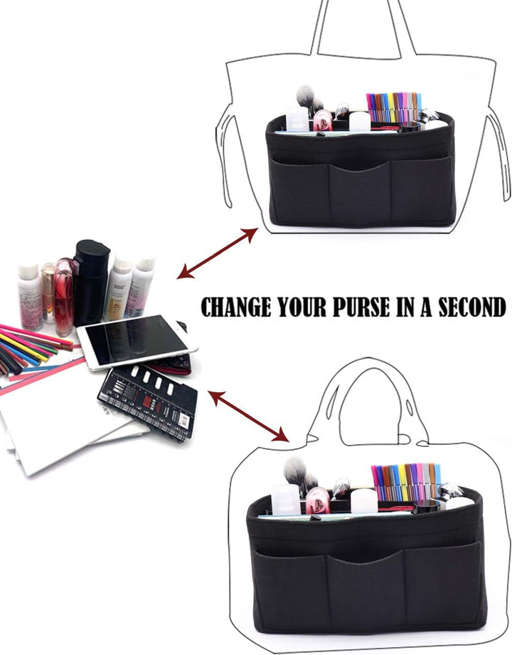 LEXSION Aufbewahrungstasche aus Filz für die Handtasche, passend für Speedy Neverfull, Schwarz (schw