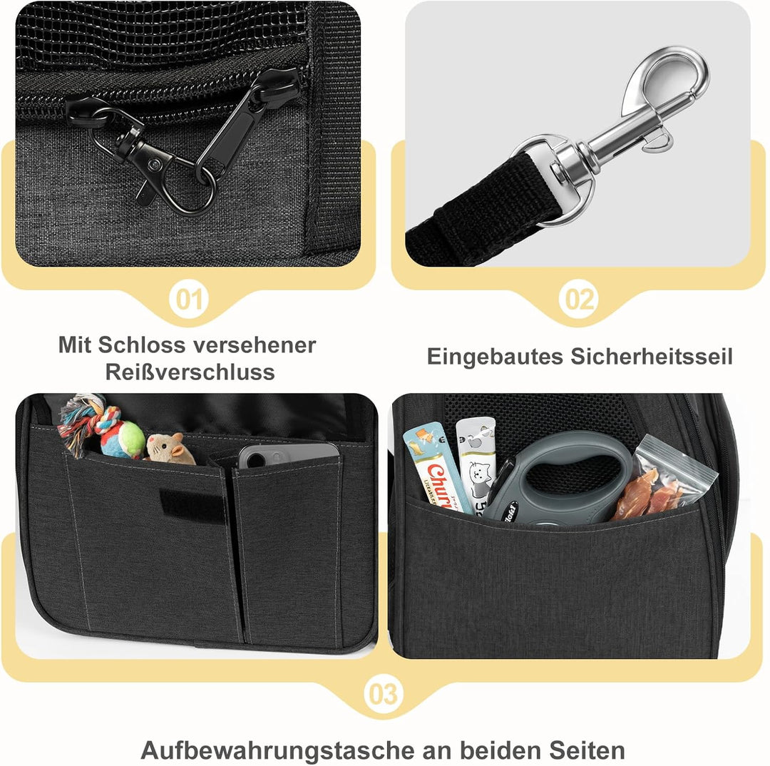 Aystkniet Hunderucksack, Katzenrucksack mit 270° Rundumbelüftung und 3-fachem Einstieg, Faltbare Hau