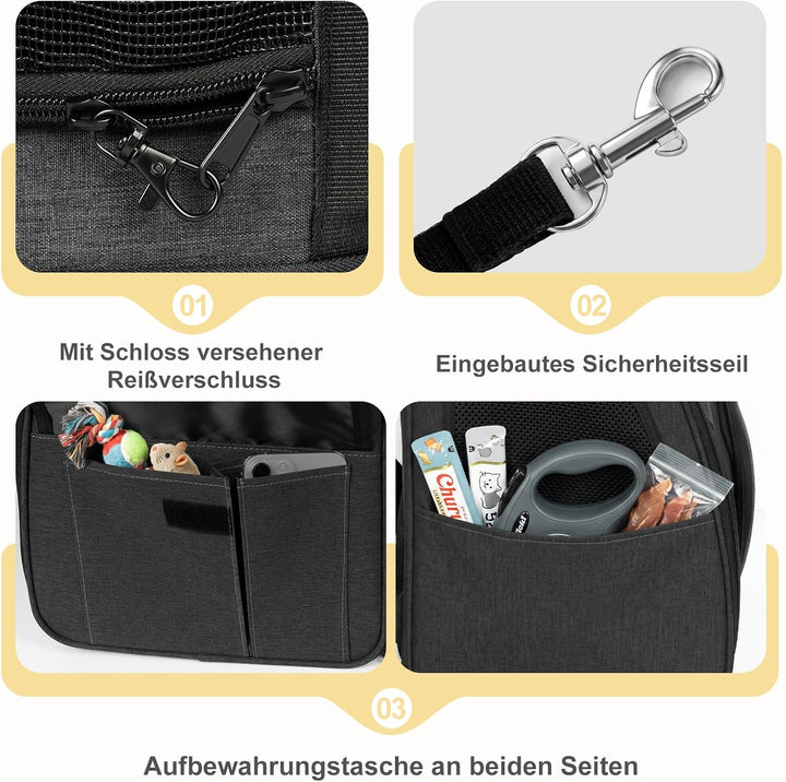 Aystkniet Hunderucksack, Katzenrucksack mit 270° Rundumbelüftung und 3-fachem Einstieg, Faltbare Hau
