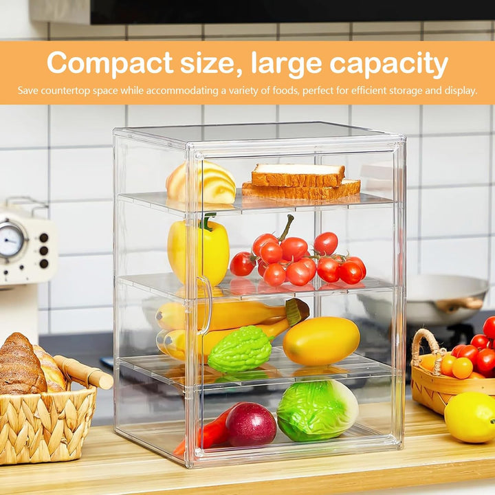 Brotkasten, 4 Schichten Einstellbar Brotaufbewahrungsbox Acrylbox mit Magnettür Grosse Kapazität Bro