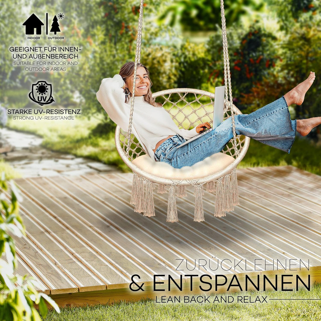 tillvex Hängesessel 200kg zum Aufhängen | Hängestuhl Indoor & Outdoor | Hängekorb wetterfest | Schau